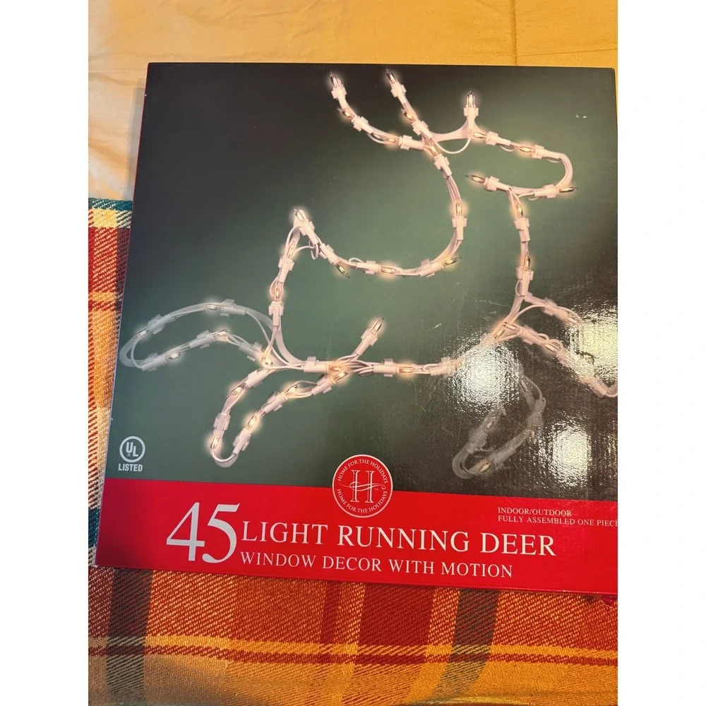 Home For The Holidays 45 Light Running Deer Window Decor Motion Christmas Lights